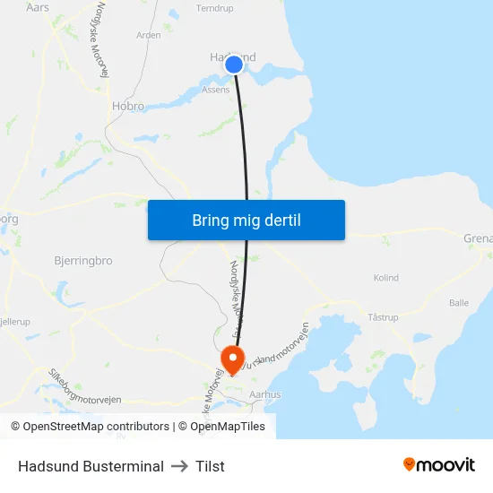 Hadsund Busterminal to Tilst map