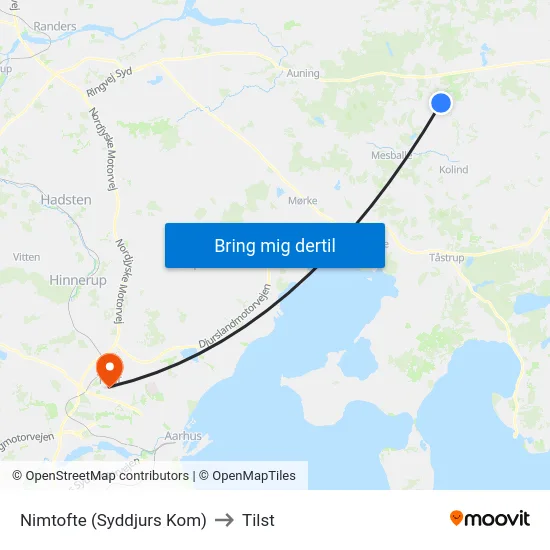 Nimtofte (Syddjurs Kom) to Tilst map