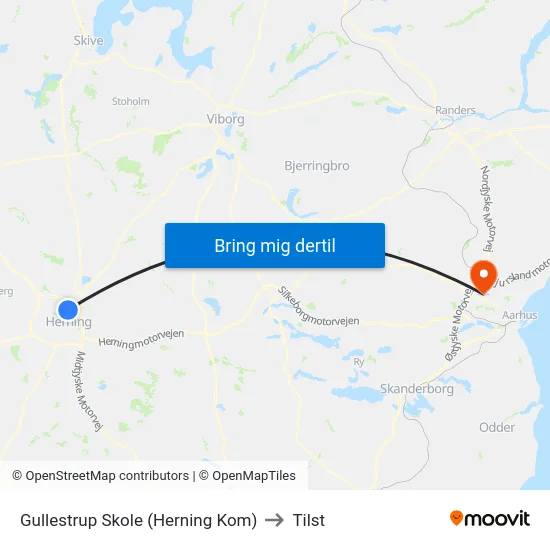 Gullestrup Skole (Herning Kom) to Tilst map