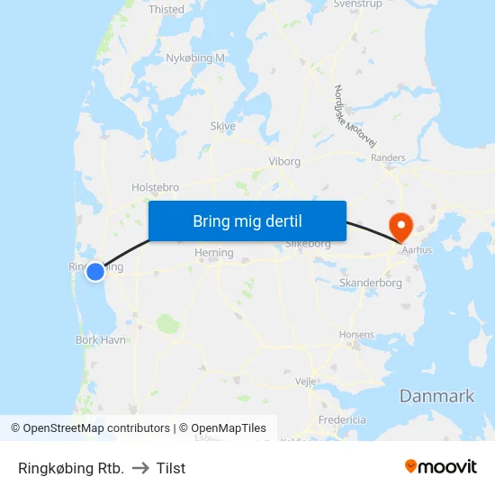 Ringkøbing Rtb. to Tilst map