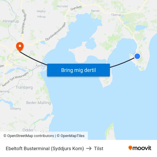 Ebeltoft Busterminal (Syddjurs Kom) to Tilst map