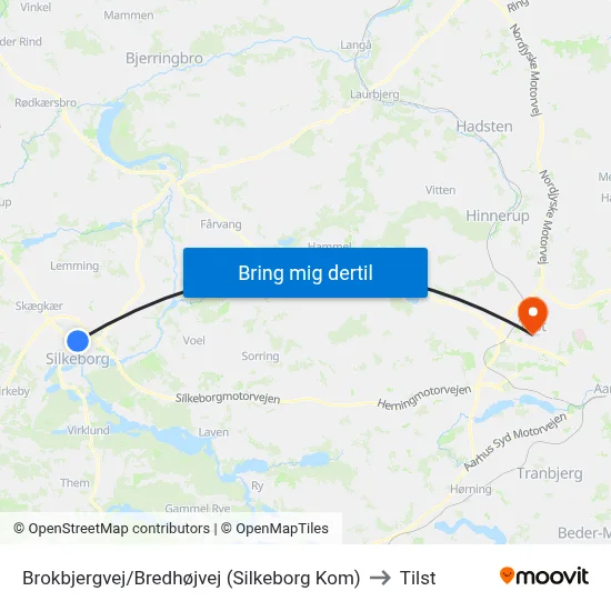 Brokbjergvej/Bredhøjvej (Silkeborg Kom) to Tilst map
