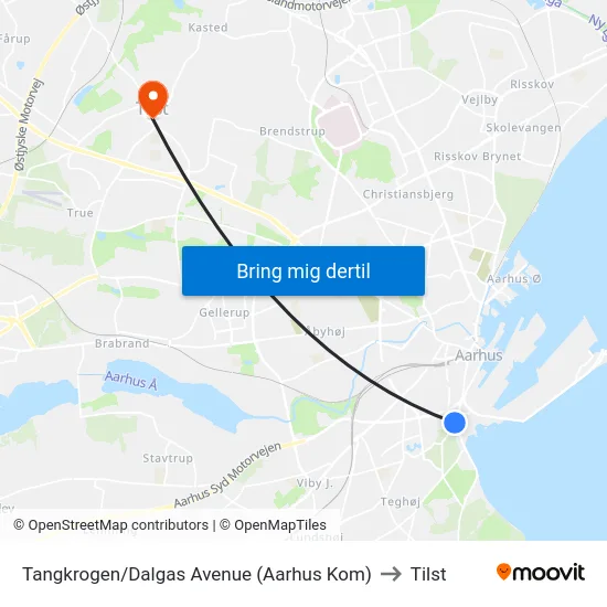 Tangkrogen/Dalgas Avenue (Aarhus Kom) to Tilst map