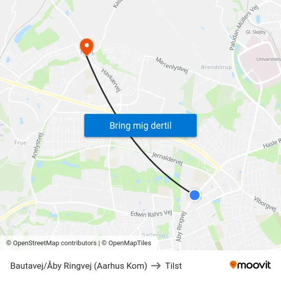 Bautavej/Åby Ringvej (Aarhus Kom) to Tilst map