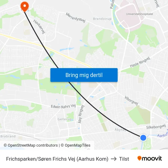 Frichsparken/Søren Frichs Vej (Aarhus Kom) to Tilst map