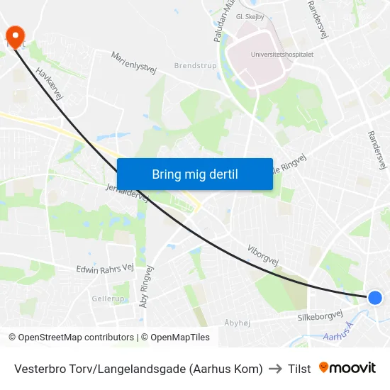 Vesterbro Torv/Langelandsgade (Aarhus Kom) to Tilst map