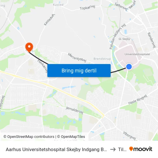 Aarhus Universitetshospital Skejby Indgang B/C/D to Tilst map