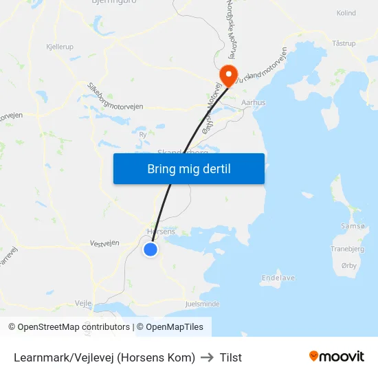 Learnmark/Vejlevej (Horsens Kom) to Tilst map