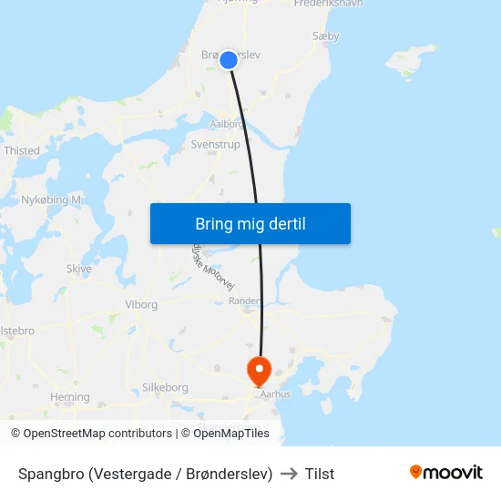 Spangbro (Vestergade / Brønderslev) to Tilst map