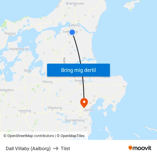 Dall Villaby (Aalborg) to Tilst map