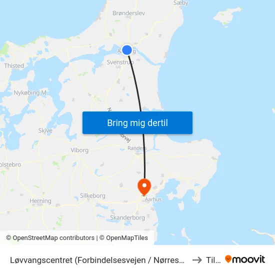 Løvvangscentret (Forbindelsesvejen / Nørresundby) to Tilst map