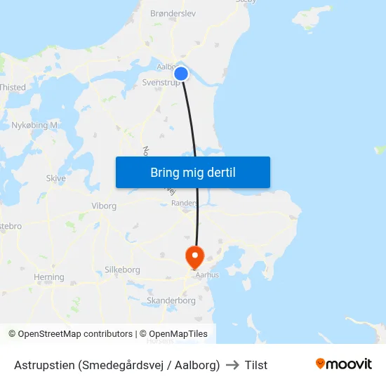 Astrupstien (Smedegårdsvej / Aalborg) to Tilst map