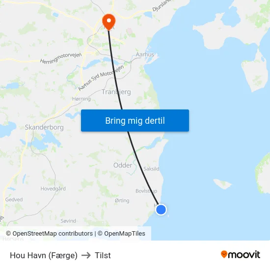 Hou Havn (Færge) to Tilst map