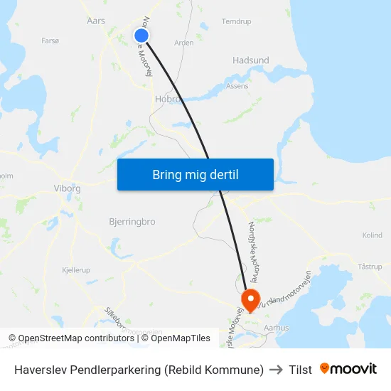 Haverslev Pendlerparkering (Rebild Kommune) to Tilst map