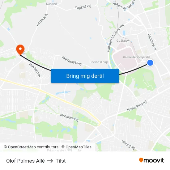 Olof Palmes Allé to Tilst map