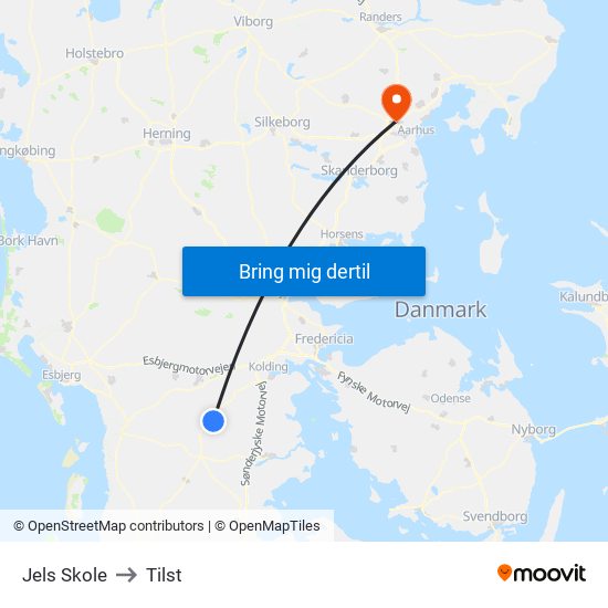 Jels Skole to Tilst map