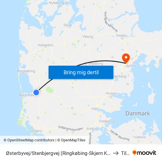 Østerbyvej/Stenbjergvej (Ringkøbing-Skjern Kom) to Tilst map