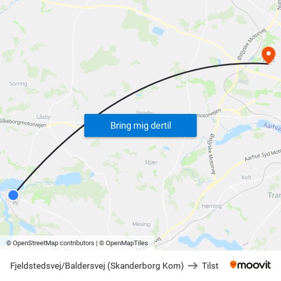 Fjeldstedsvej/Baldersvej (Skanderborg Kom) to Tilst map
