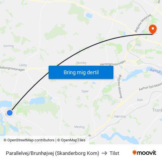 Parallelvej/Brunhøjvej (Skanderborg Kom) to Tilst map