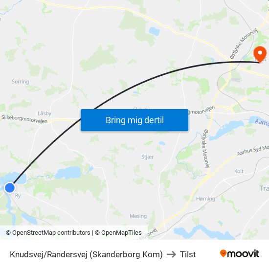 Knudsvej/Randersvej (Skanderborg Kom) to Tilst map