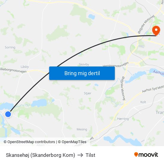Skansehøj (Skanderborg Kom) to Tilst map