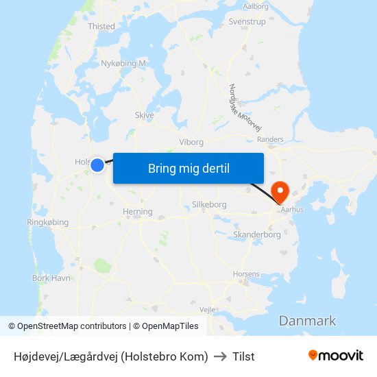 Højdevej/Lægårdvej (Holstebro Kom) to Tilst map