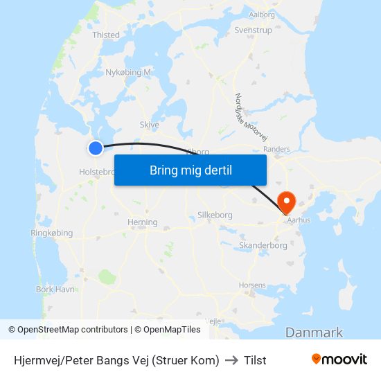 Hjermvej/Peter Bangs Vej (Struer Kom) to Tilst map
