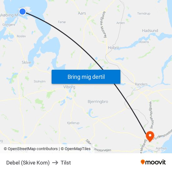 Debel (Skive Kom) to Tilst map