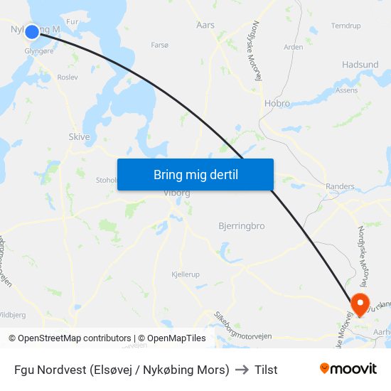 Fgu Nordvest (Elsøvej / Nykøbing Mors) to Tilst map