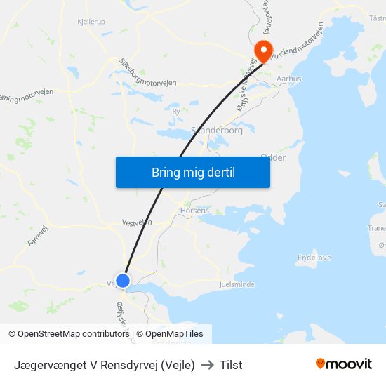 Jægervænget V Rensdyrvej (Vejle) to Tilst map