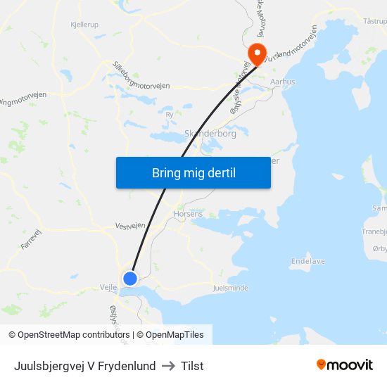 Juulsbjergvej V Frydenlund to Tilst map