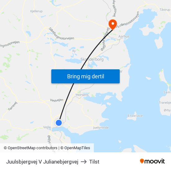 Juulsbjergvej V Julianebjergvej to Tilst map