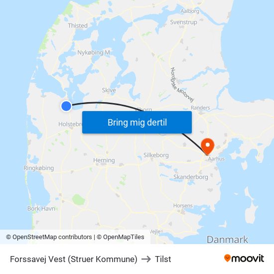 Forssavej Vest (Struer Kommune) to Tilst map