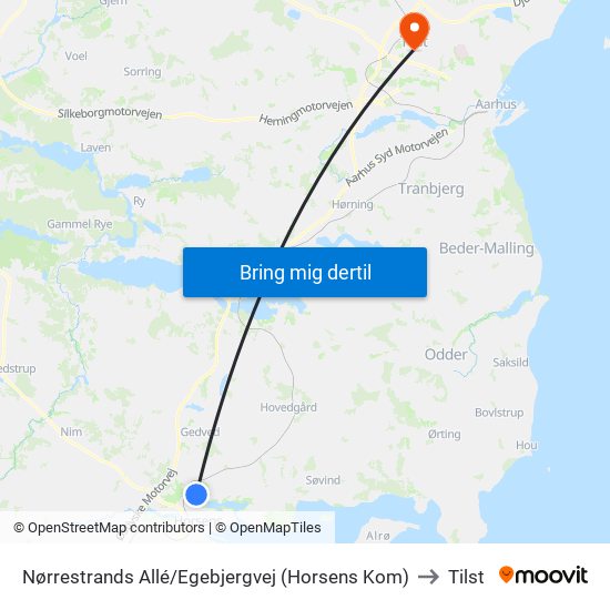 Nørrestrands Allé/Egebjergvej (Horsens Kom) to Tilst map