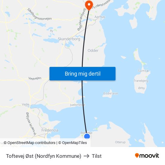 Toftevej Øst (Nordfyn Kommune) to Tilst map