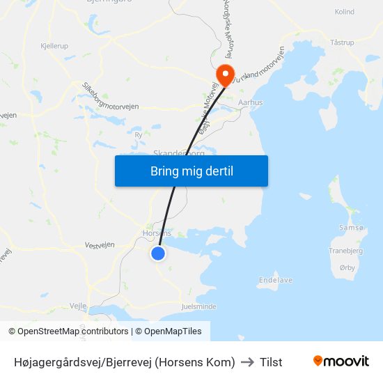 Højagergårdsvej/Bjerrevej (Horsens Kom) to Tilst map