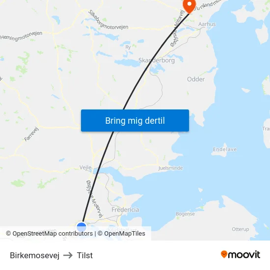 Birkemosevej to Tilst map