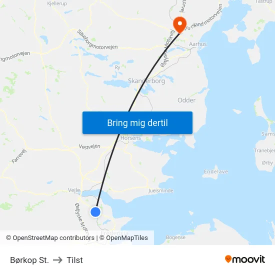 Børkop St. to Tilst map