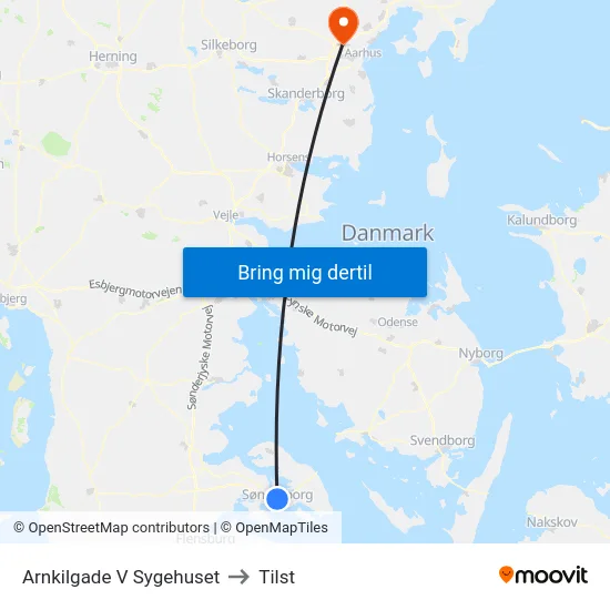 Arnkilgade V Sygehuset to Tilst map