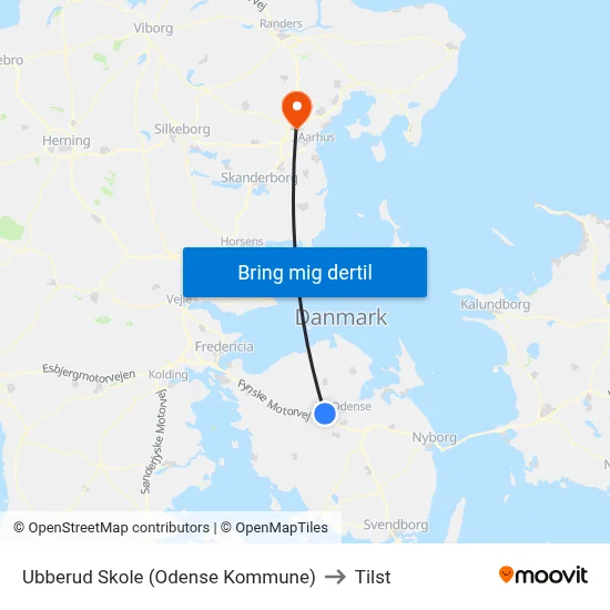 Ubberud Skole (Odense Kommune) to Tilst map