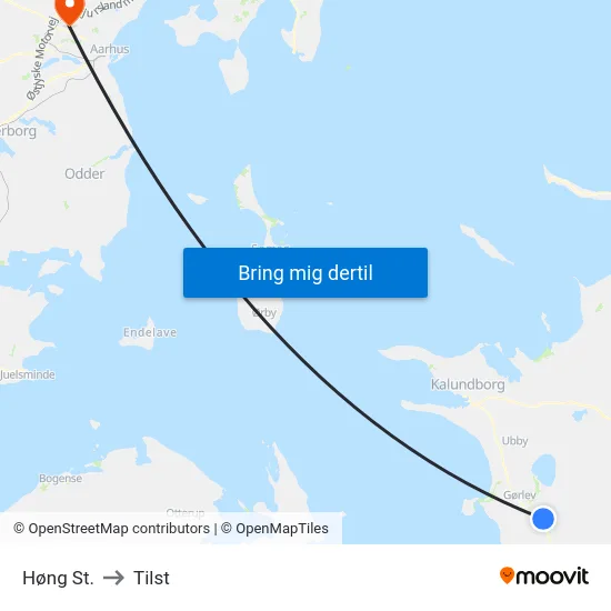 Høng St. to Tilst map