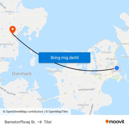 Bernstorffsvej St. to Tilst map