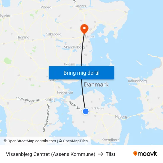 Vissenbjerg Centret (Assens Kommune) to Tilst map