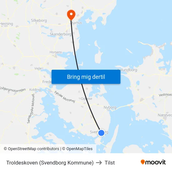 Troldeskoven (Svendborg Kommune) to Tilst map