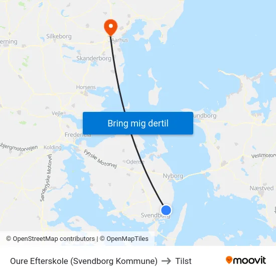 Oure Efterskole (Svendborg Kommune) to Tilst map