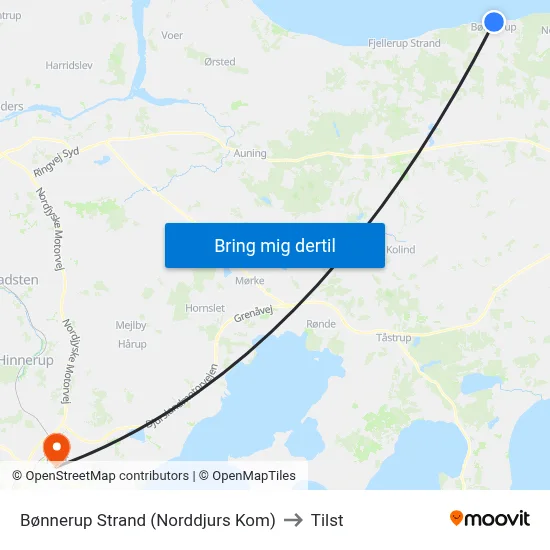 Bønnerup Strand (Norddjurs Kom) to Tilst map