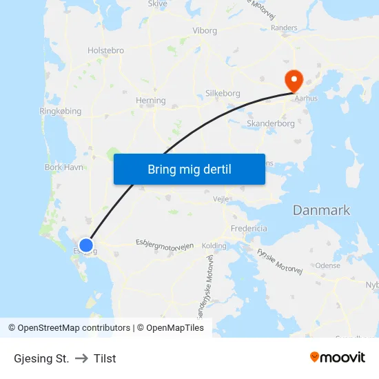 Gjesing St. to Tilst map