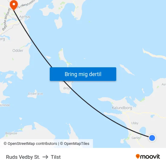 Ruds Vedby St. to Tilst map