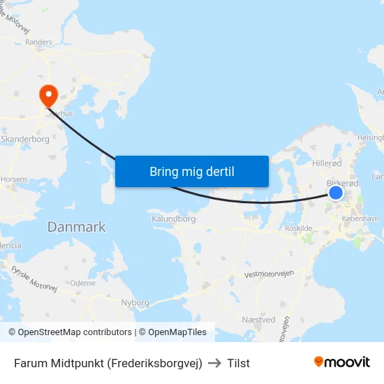 Farum Midtpunkt (Frederiksborgvej) to Tilst map