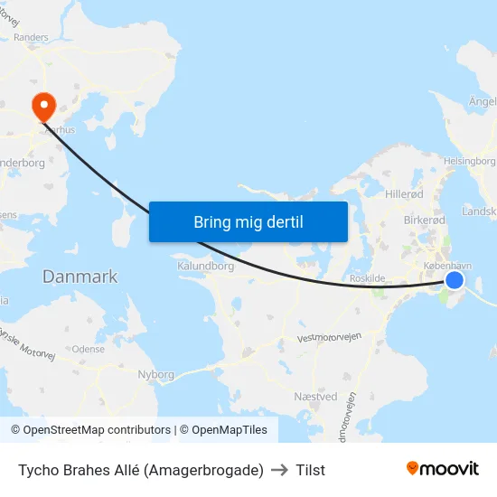 Tycho Brahes Allé (Amagerbrogade) to Tilst map